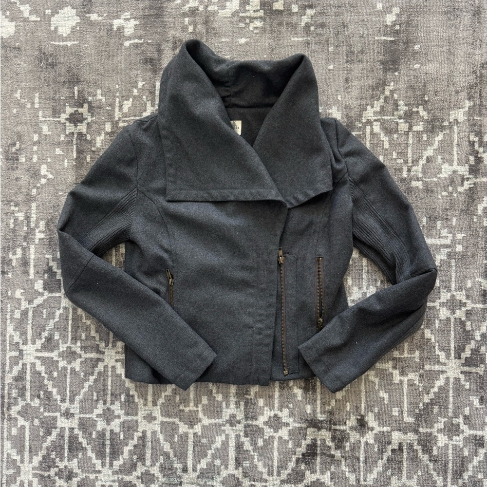 EUC Grey Waterfall Jacket cropped asymmetrical zipper lined